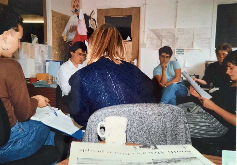 L-R: Barbara, Mark Watson, Sue Cole, Claire Grove, Debbie and Cathy in the Potters Fields office