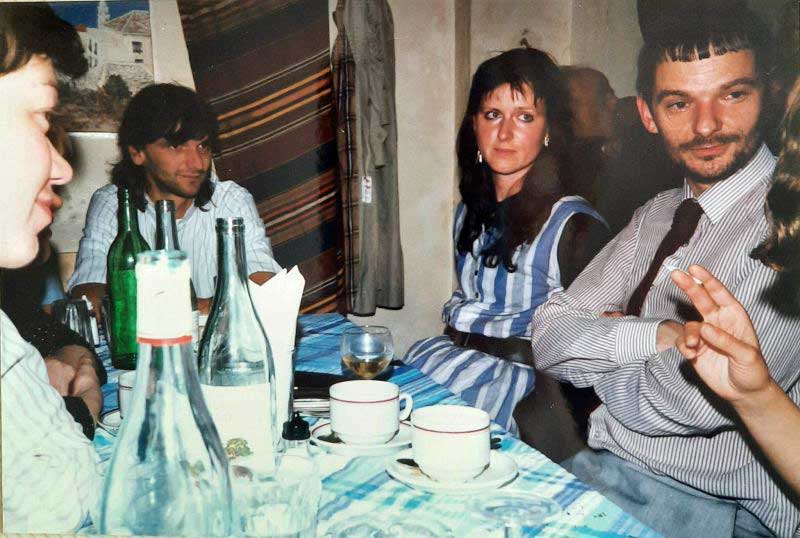 L-R: (Clare, Nigel’s then partner), (Roy, Stephanie’s then partner ), Stephanie, Nigel