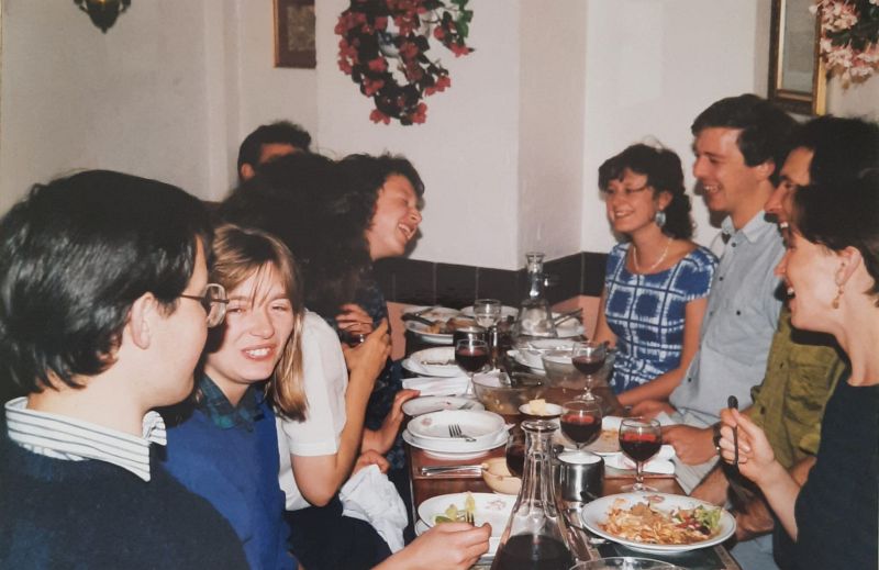 Clockwise from L: Mark Watson, Sue Cole, Delcia, Suzanne, Cathy, John, (Andrea’s then partner Ron), Andrea.