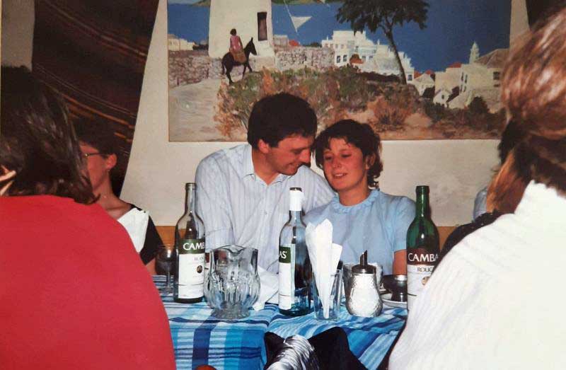 John and Cathy at Cathy’s leaving party, 1989