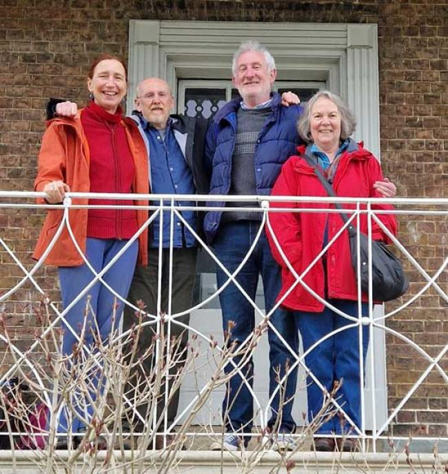 A mini reunion with some former SMR colleagues at the William Morris Gallery, Walthamstow, 21/04/23. From left - Andrea, me, Nick Davis and Sally Brooks. (Photo by Ian Blair, whom we met by happy coincidence.) From Peter James