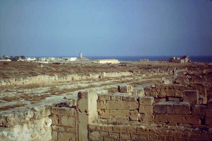 Ptolemais: the East Avenue looking south-east, with Tolmeita in the back ground