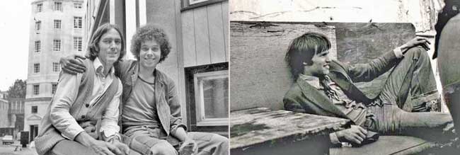 Ian and John sat outside the Golden Fleece pub on Queen Street in 1978 and Dom relaxing at one of the many Trig Lane parties on the waterfront