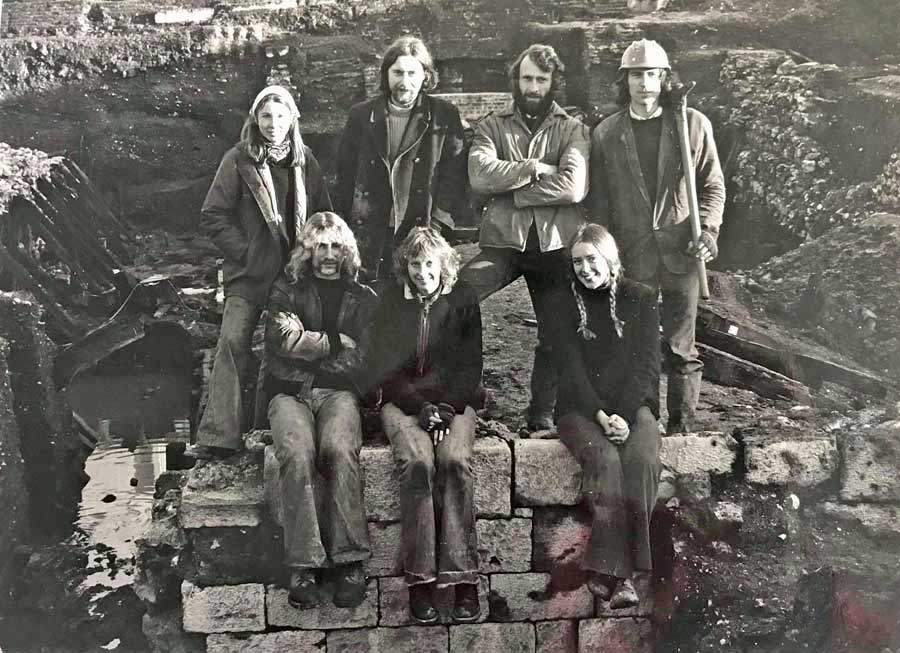 Back Row L-R: Katie Robinson, Geoff Egan RIP, Trevor Dennis, John Burke-Easton, Front Row:  Gustav Milne, Chrissie Milne (Harrison), Caroline Grace. Photo taken by John Bailey