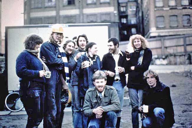 DUA excavation team (PEN79), including  Kirsten Svenson-Taylor (front row, left),        David Bowler (front row, centre) and Chrissie Harrison (back row, right)    Photo  N Bateman