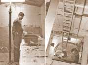 Working indoors: Jo processes her finds and Paul keeps on digging