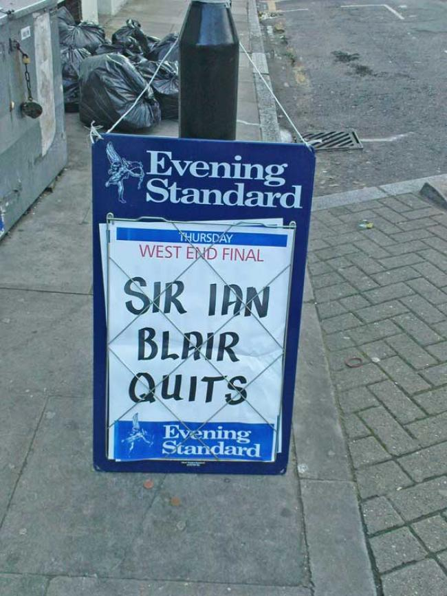Sir Ian Quits poster in Evening Standard