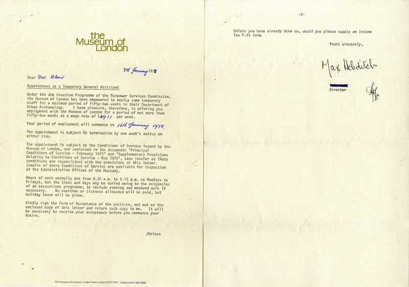 Ian's DUA Contract of Employment 1978